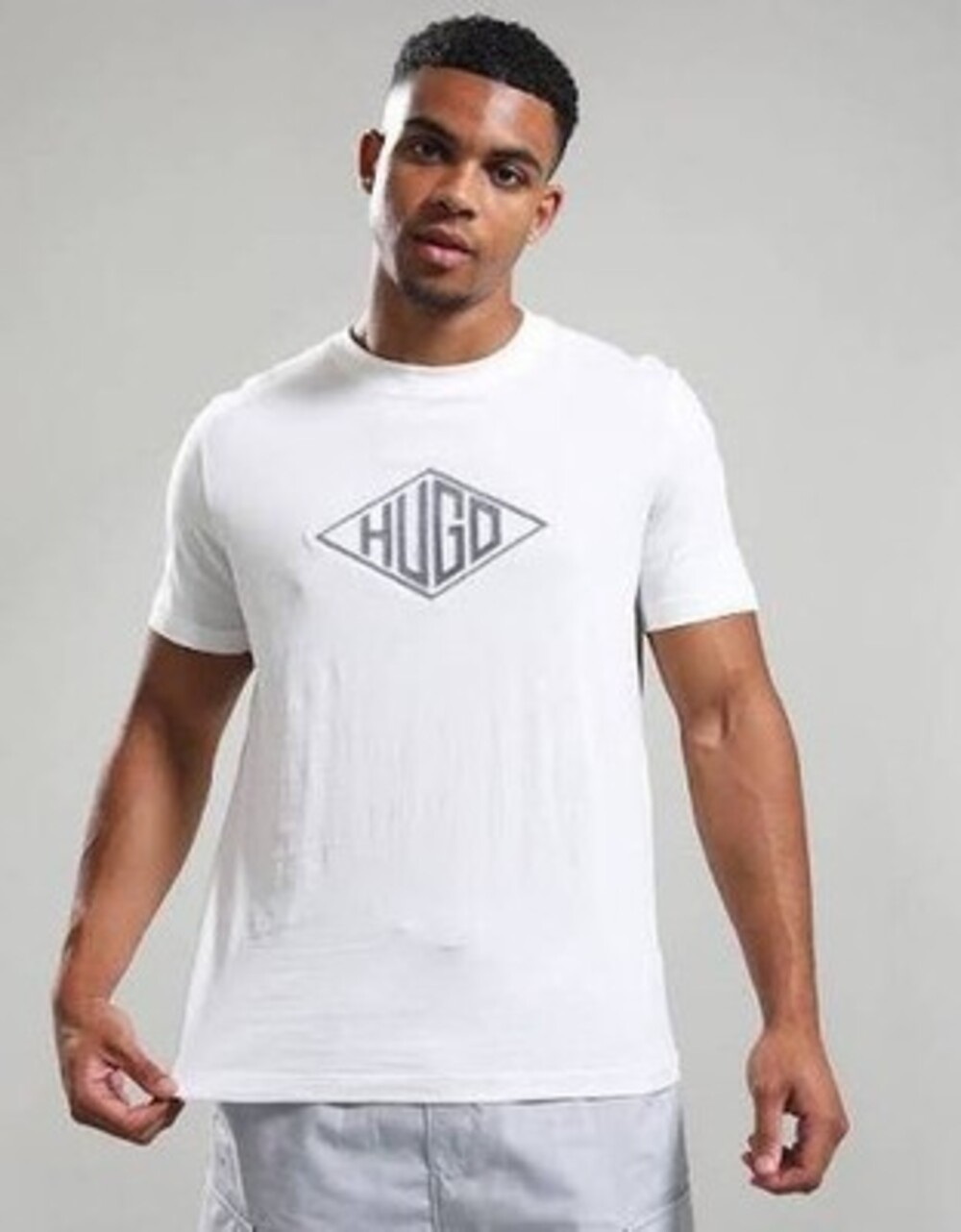 HUGO Dalendi Front-Logo Tee Men's Medium Natural Short Sleeve Pullover